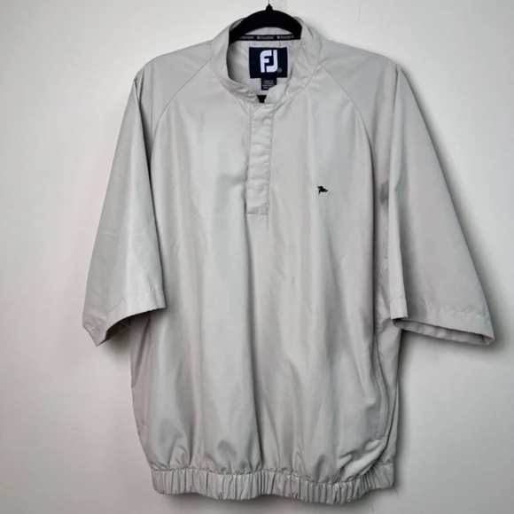 FootJoy Quarter Snap Golf Jacket Beige Men’s Size Medium Henley Pullover Pockets - Picture 1 of 9